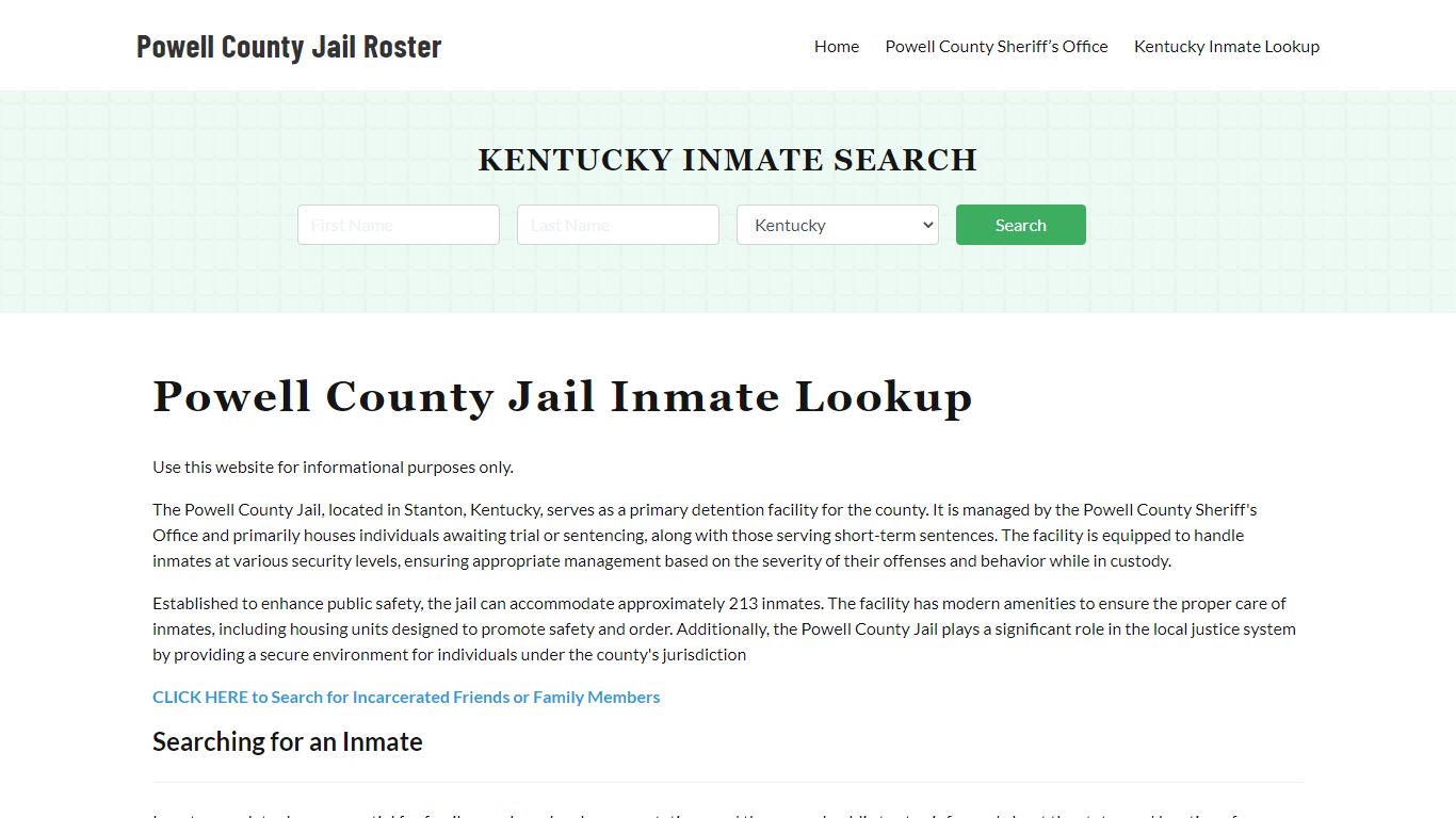 Powell County Jail Roster Lookup, KY, Inmate Search